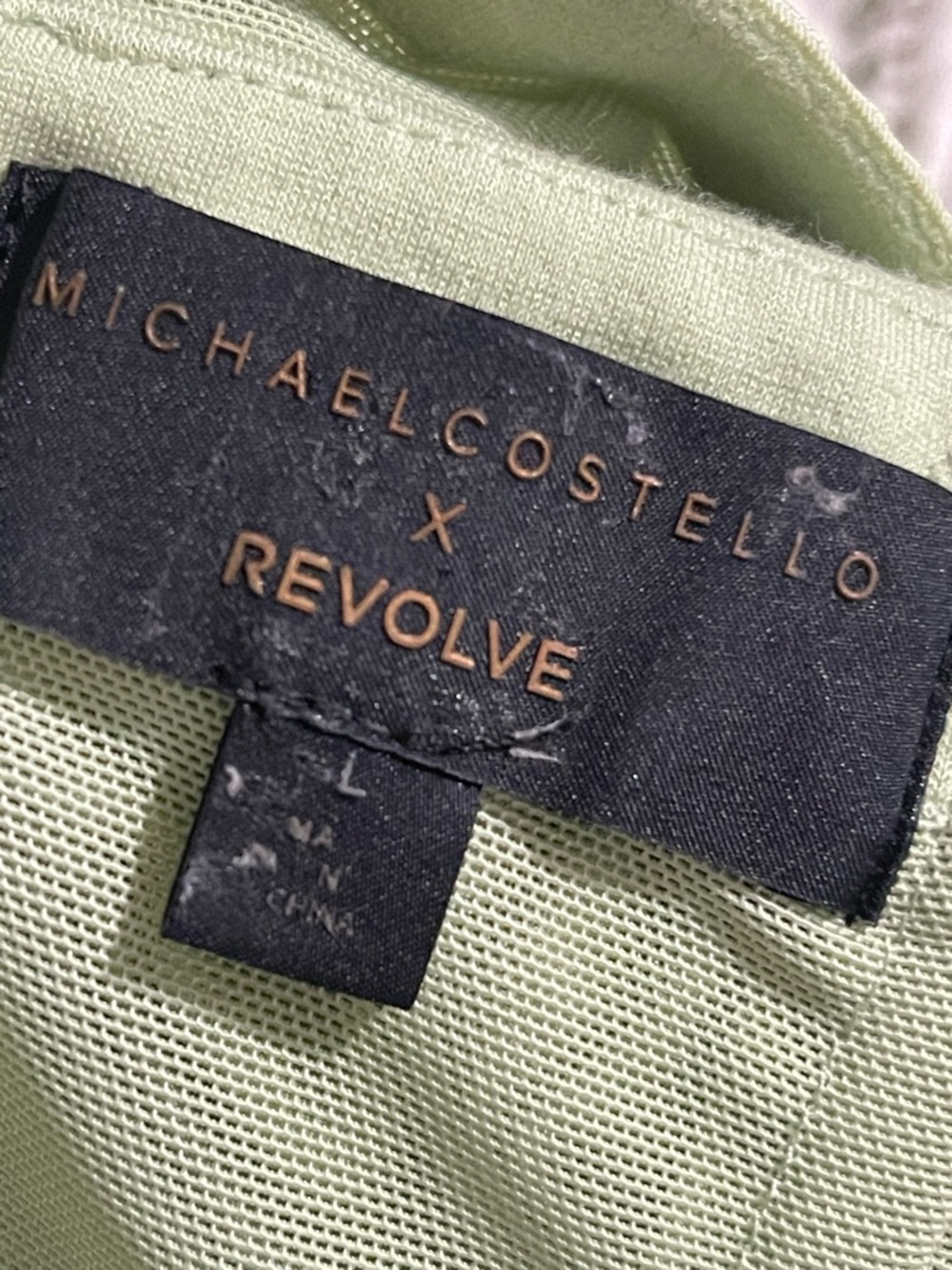 Michael Costello X Revolve Briggs Gown Ruched  Maxi Dress In Sage Size L - Picture 16 of 16